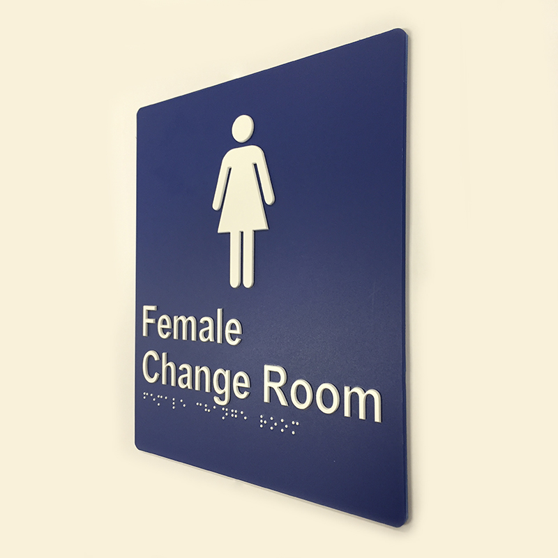 blue-and-white-plastic-female-change-room-sign